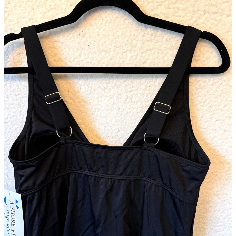 A SHORE FIT!  WOMEN'S BLACK ONE-PIECE BATHING SUIT Swim Dress - Picture 10 of 13